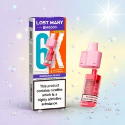 Framboos Perzik Lost Mary BM6000 Navulpod 20mg 12ml 6000 trekjes